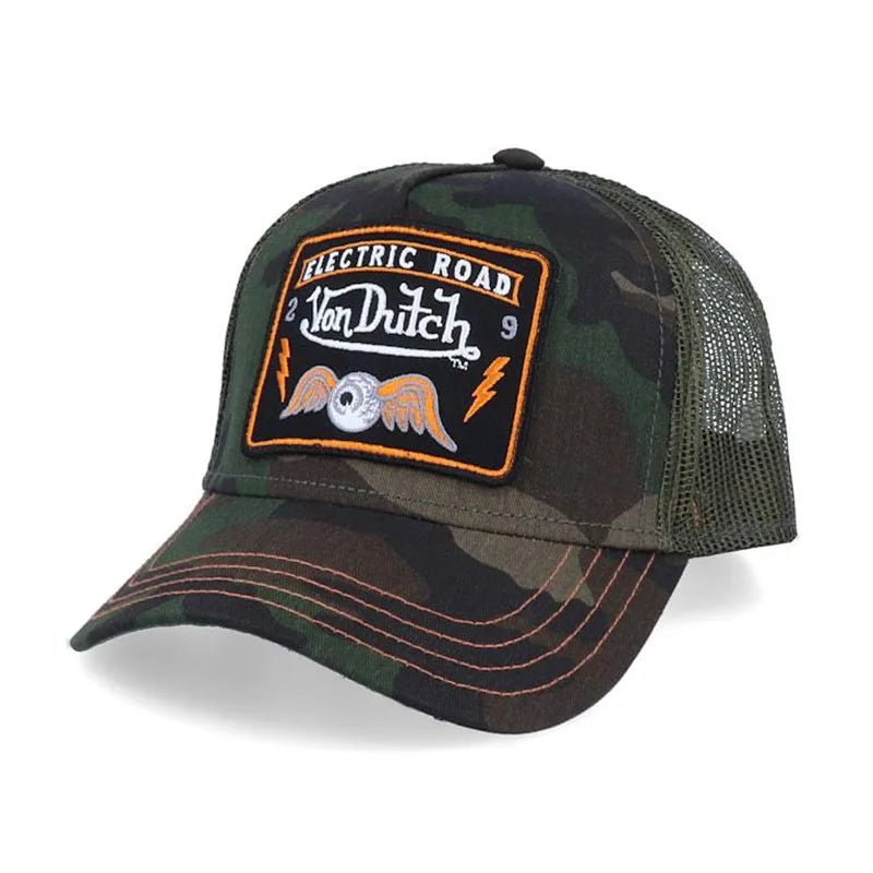 Casual Fashion VON Baseball Cap Breathable Shade Alphabet Embroidery Sunblock Mesh Embroidered DUTCH Trucker Hat
