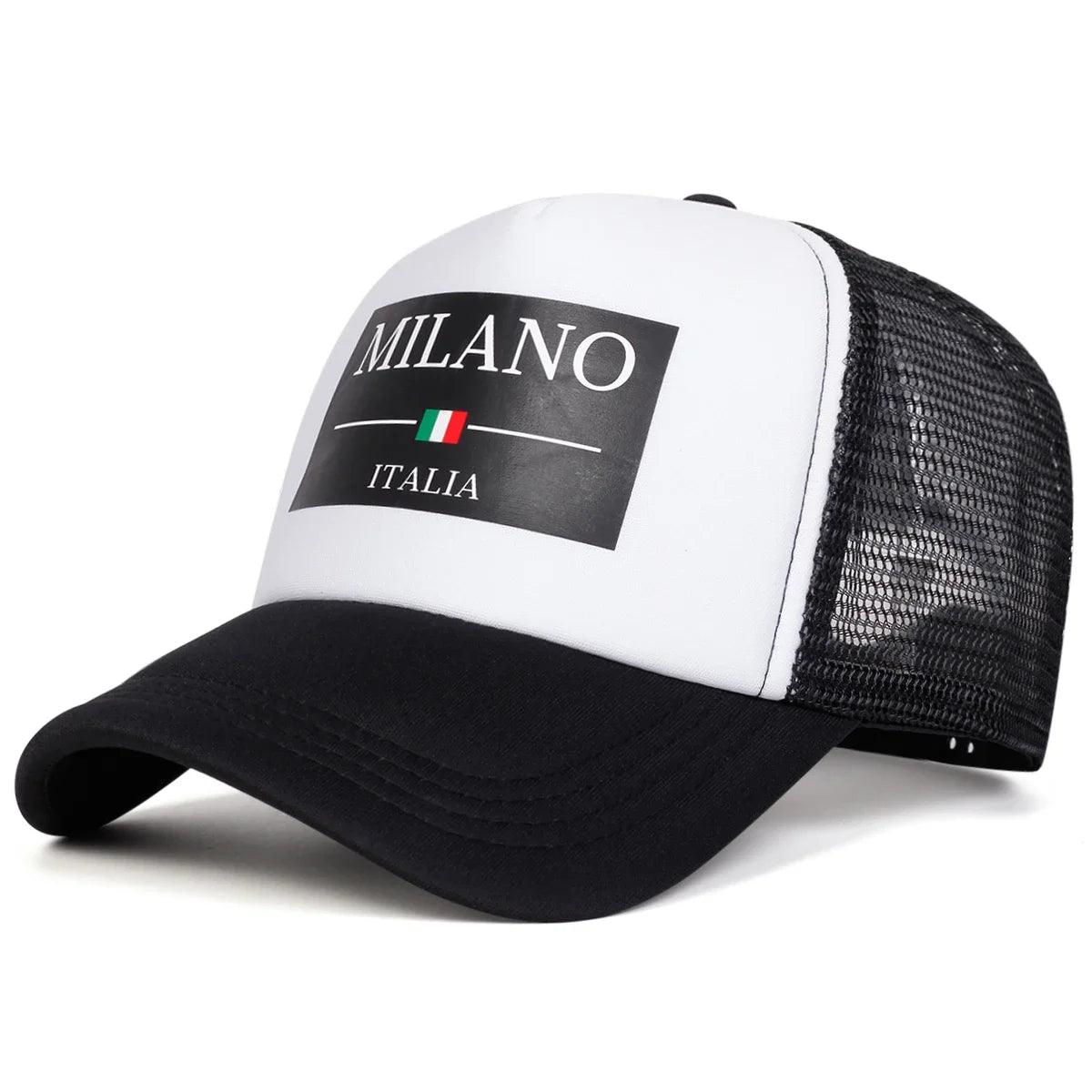Unisex Milano Italia Letter Printing Baseball Net Caps Spring Summer