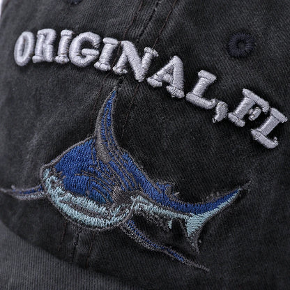 New High Quality Wash Cotton America Flag Shark Men's Baseball Cap