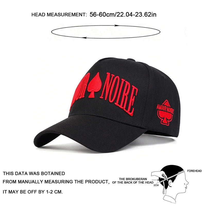 Unisex Amour Noire Spades Embroidery Baseball Caps Spring and Autumn