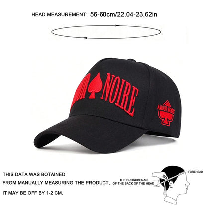 Unisex Amour Noire Spades Embroidery Baseball Caps Spring and Autumn