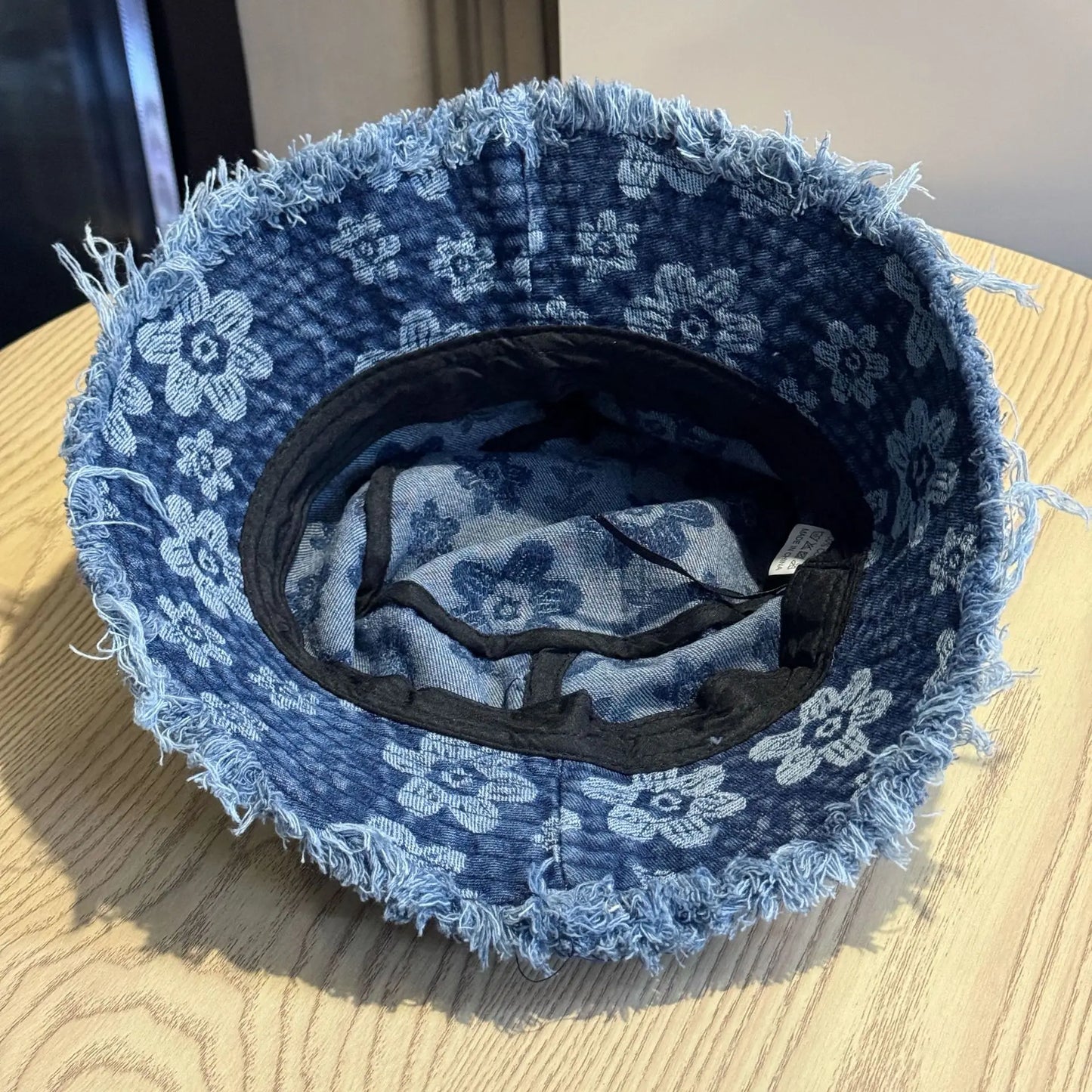 New Summer Embroidery Flower Washed Denim Bucket Hat