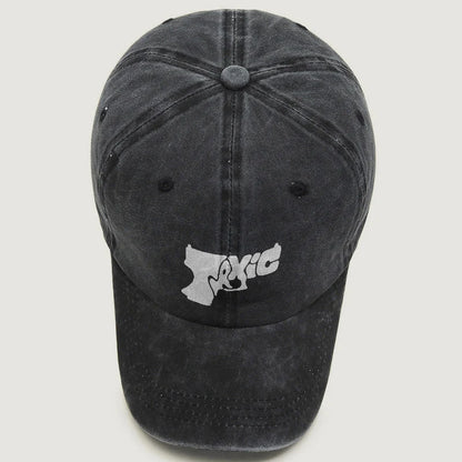 Graffiti Letter Graphic Washed Canvas Baseball Cap Vintage Adjustable Sun Hat