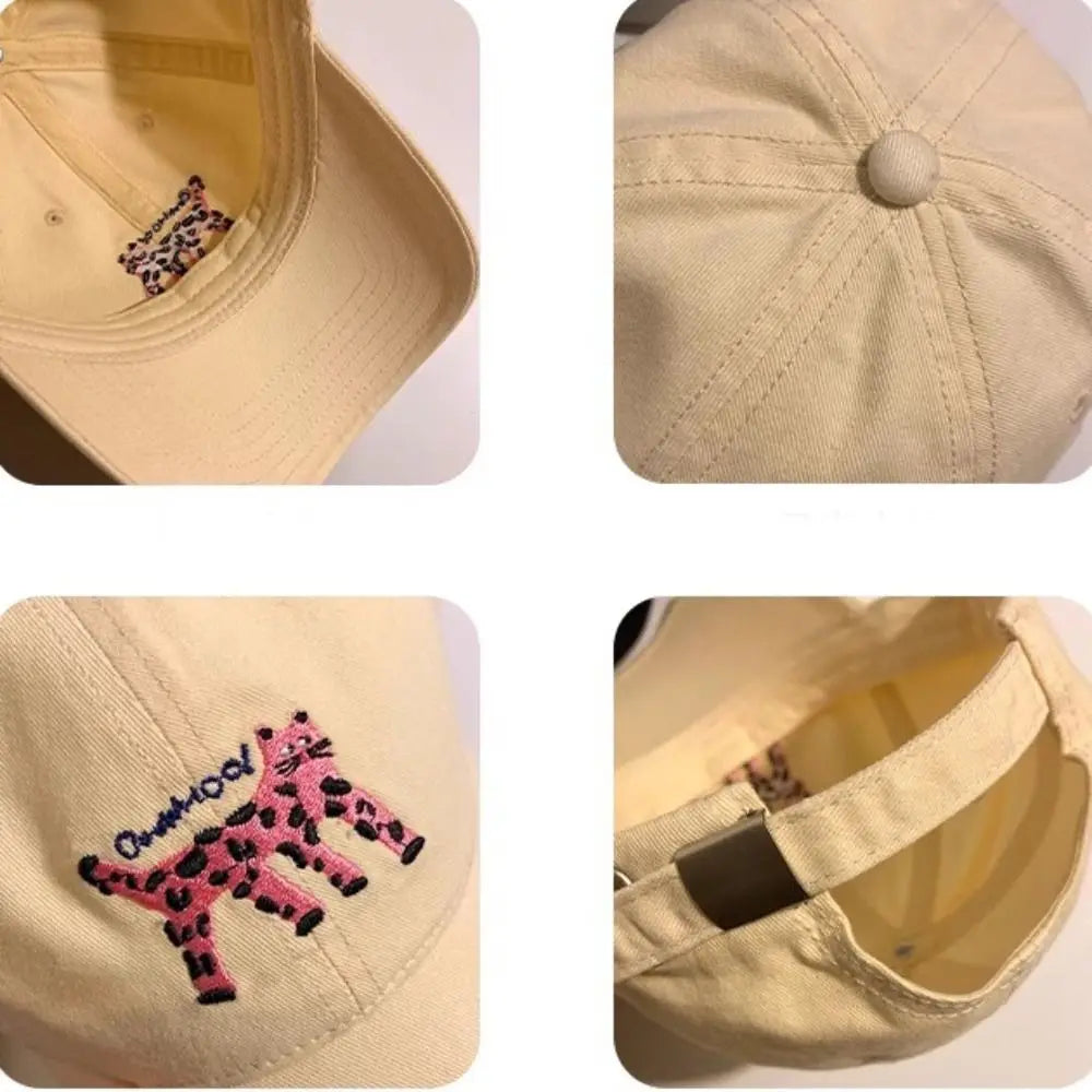 Retro Embroidered Embroidery Baseball Cap Spotted Cat Peaked Cap