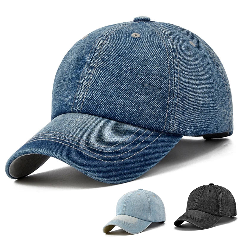 Vintage Washed Cotton Baseball Cap Men Women Denim