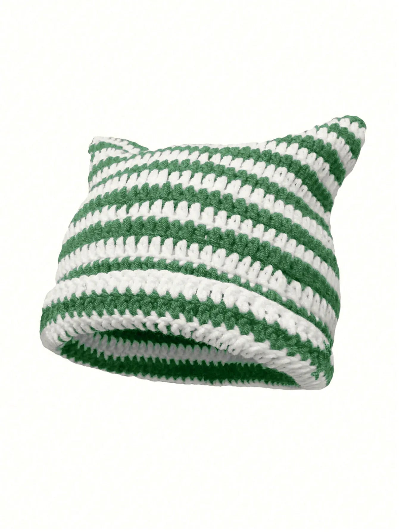 Cute Cat Ears Beanie Hats For Women Winter Striped Korean