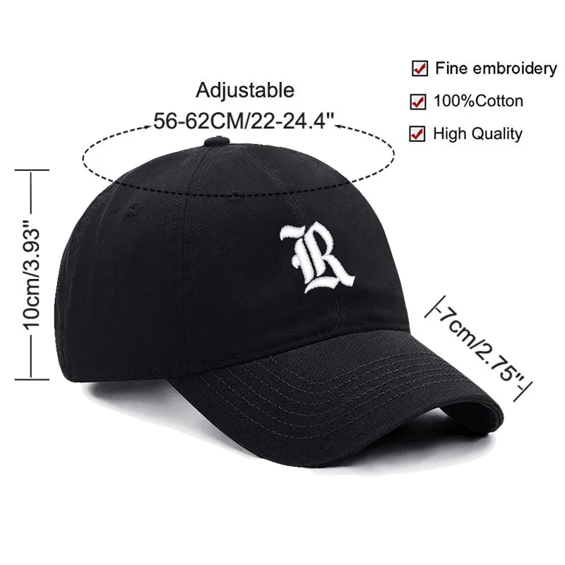 Old English Letter A-Z Embroider Baseball Cap For Men Women