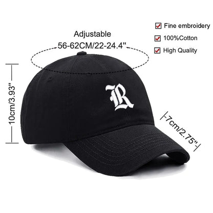 Old English Letter A-Z Embroider Baseball Cap For Men Women