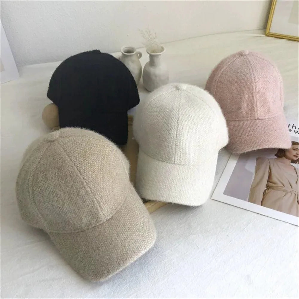 Casual Solid Color Baseball Cap Rabbit Hair Adjustable