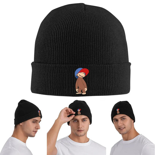 Anime Curious George Monkey Warm Knitted Cap Winter Knit Bonnet Hat