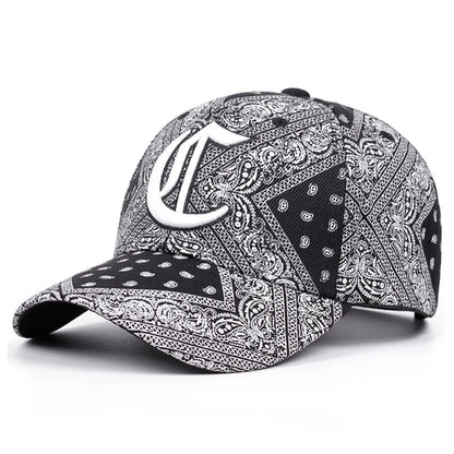 Creative Skateboarding Hat Paisley Gothic C-letter Embroidered Baseball Hat