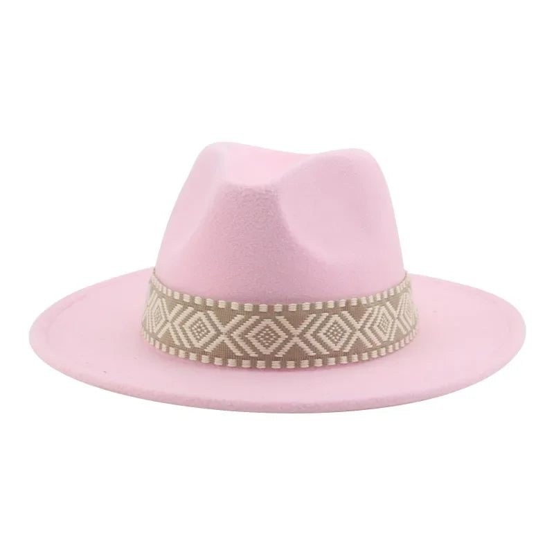 Panama Hat Western Cowboy Hats For Women Solid Big Brim Casual Fedoras Men Women