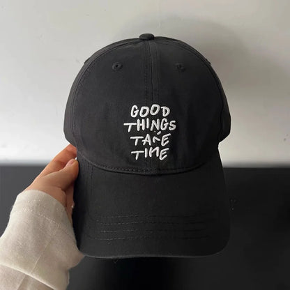 Spring Letter Embroidery Baseball Cap For Women All Season Versatile Soft Top Couple Sunshade Duckbill Cap