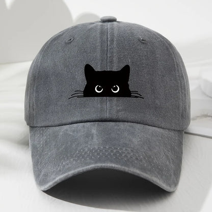 Black Cat Printed Baseball Cap Retro Men's and Women's