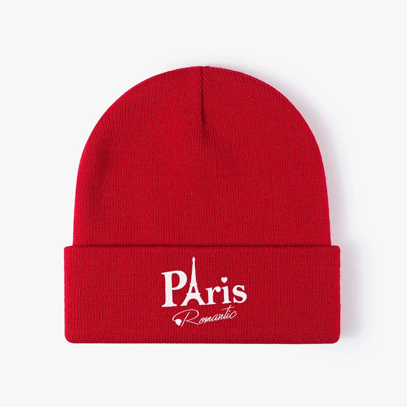 Paris Romantic Warm Knit Beanie Hat Stylish Winter Cuffed Cap