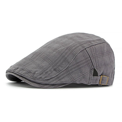 Casual Plaid Flat Peaked Caps For Men Solid Color Berets Hat