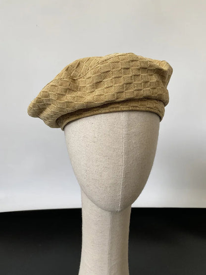 Women Leopard Print Beret Flying Saucer Hat Autumn Winter Warm Knit Artist Caps