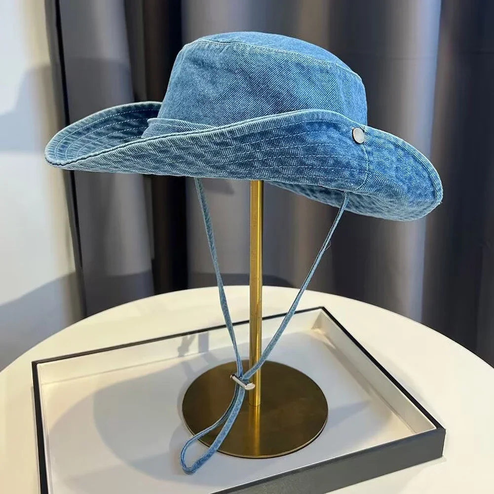 Unisex Vintage Washed Denim Bucket Hat
