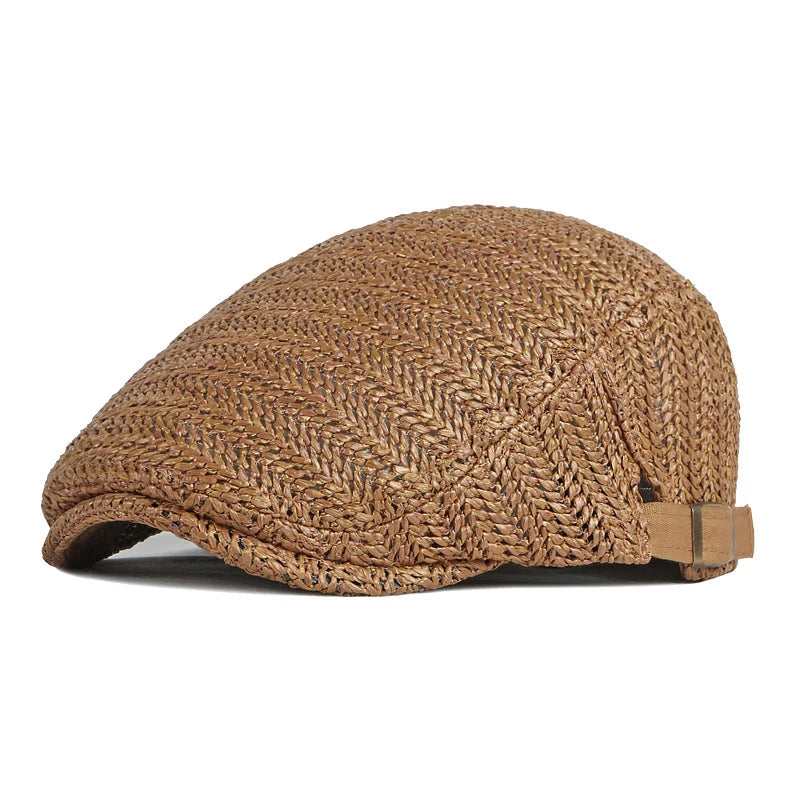 Summer Beret Hat Men Full Mesh Herringbone Cap