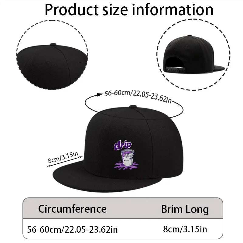 Simple Drip Purple Graffiti Pattern  Casual Fashion American Flat Unisex Street Trendy Hip Hop Street Dance Hat