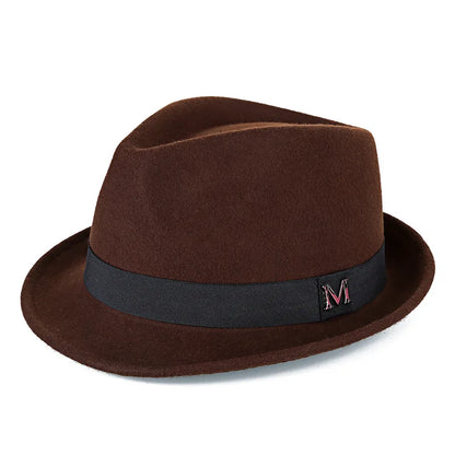 Men Winter Thick Warm Felt Fedora Hats Wool Gentleman Jazz Cap