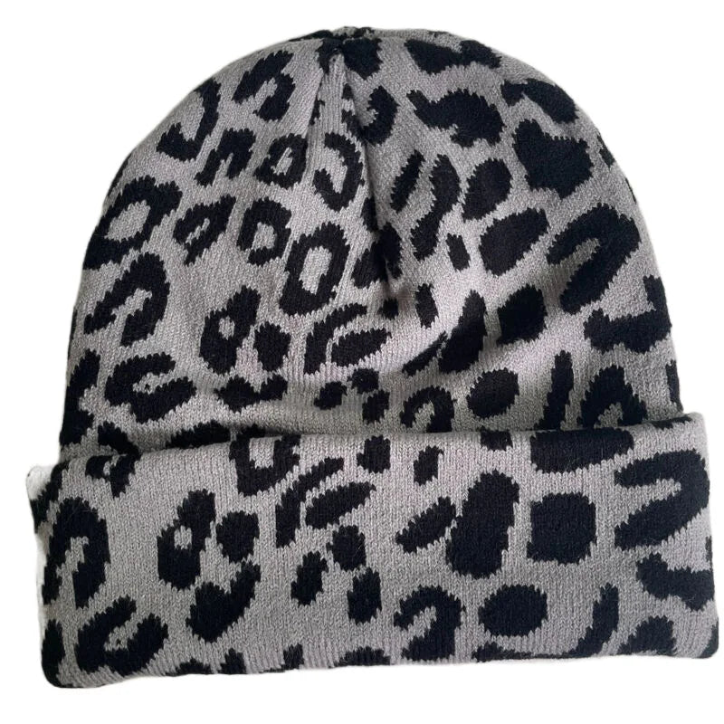 Winter Leopard Knitted Hats For Women Men Outdoor