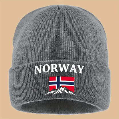 Lined Knit Beanie With Norway Embroidery Vintage Trucker Hat For Youth Couples