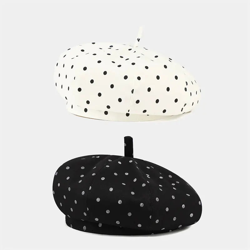 Four Seasons Cotton Dot Print Newsboy Caps