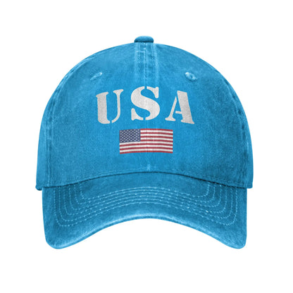 USA Vintage Military With United States Flag Baseball Cap