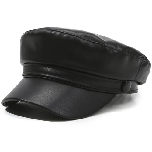 Spring And Autumn Versatile Beret Retro Flat Top Visor Small Face Black Painter Hat