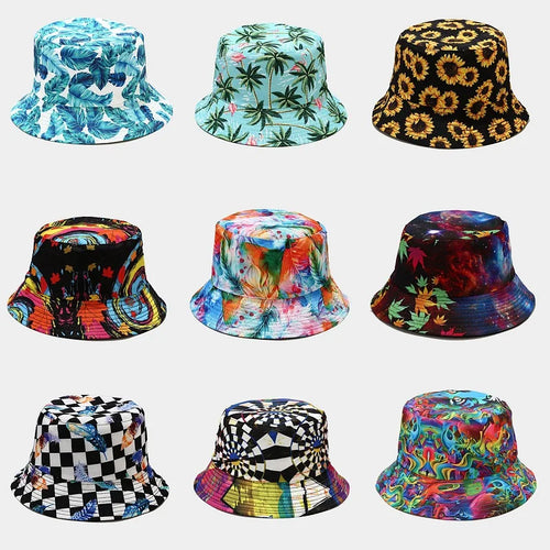Fashion Plant Printing Pattern Fisherman Hat Spring and Summer