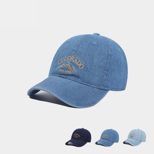 Denim Letter Embroidered Baseball Caps For Women Washed Cotton Jeans Adjustable