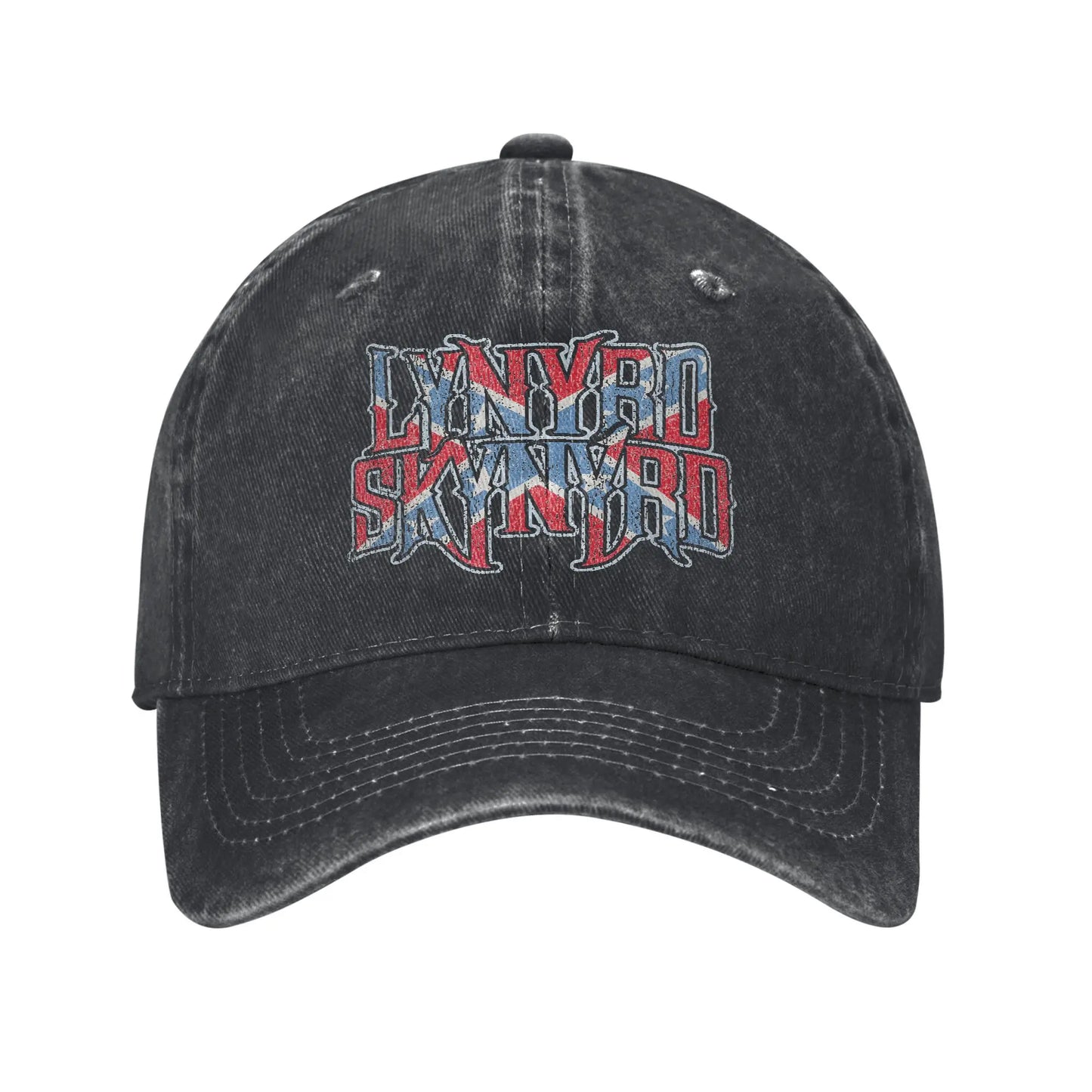 Lynyrded Rock Biker Skynyrded Logo Baseball Caps Distressed Denim Flag US