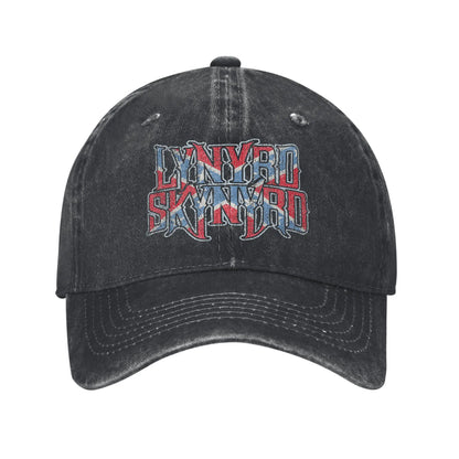 Lynyrded Rock Biker Skynyrded Logo Baseball Caps Distressed Denim Flag US