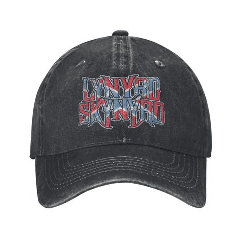 Lynyrded Rock Biker Skynyrded Logo Baseball Caps Distressed Denim Flag US