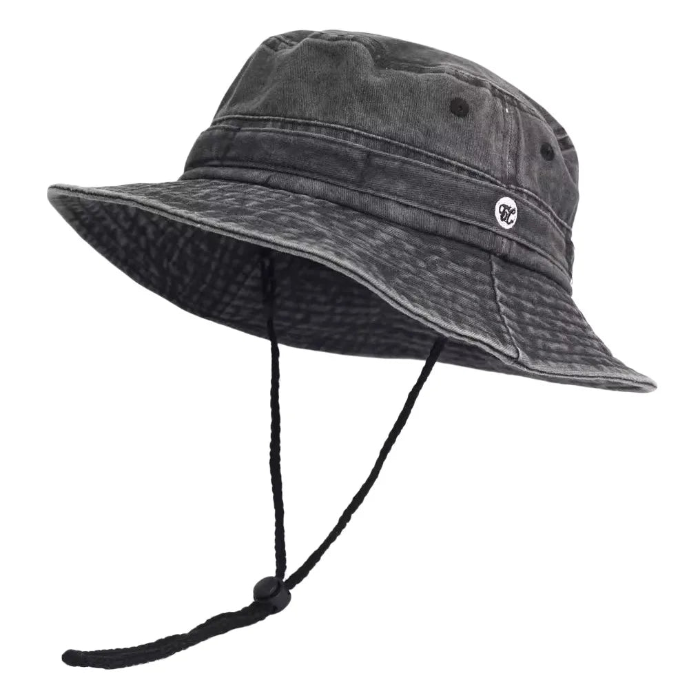 Portable Washed Cotton Bucket Hat Sun Protection Anti-UV