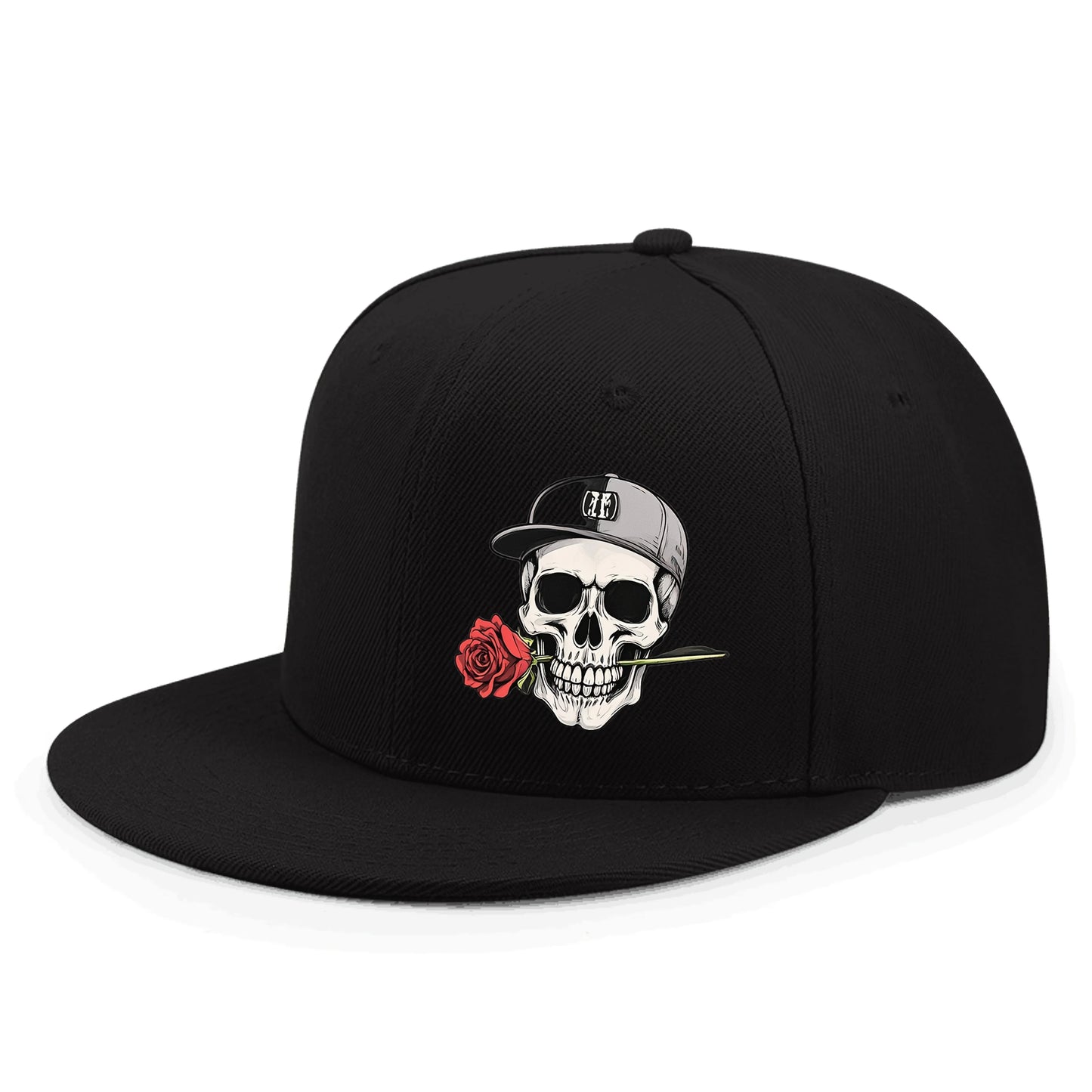 Unisex Skull And Rose Print Hip Hop Baseball Cap For Men And Women Adjustable