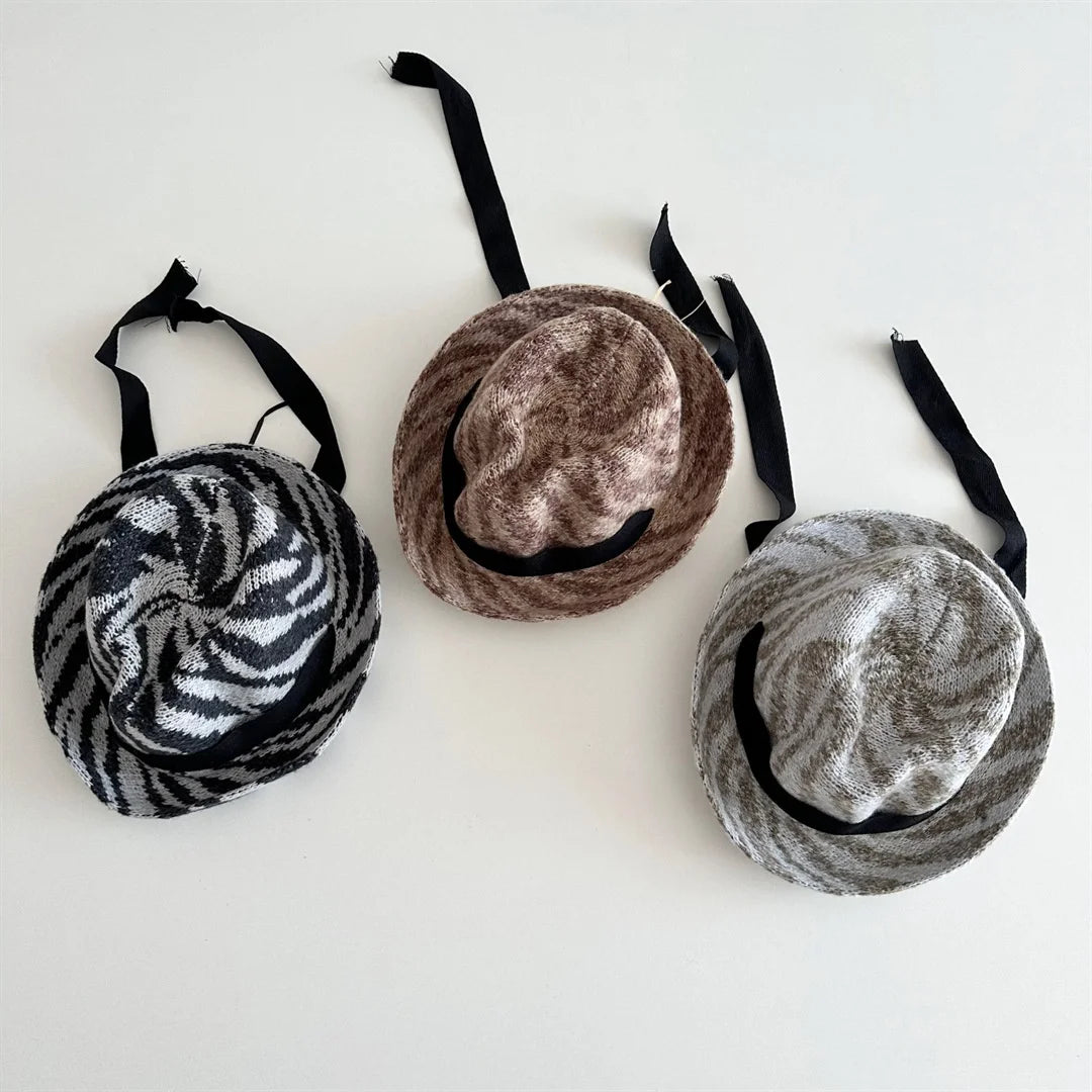 2-6Y Autumn Children Jazz Hat Fedora Style Zebra Stripe Print Hat