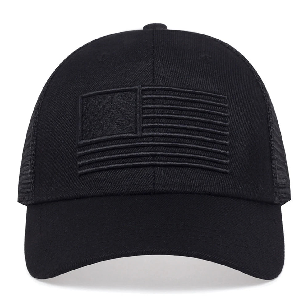 American Flag Embroidery Baseball Hat Adjustable UV Protect Duck Tongue Cap