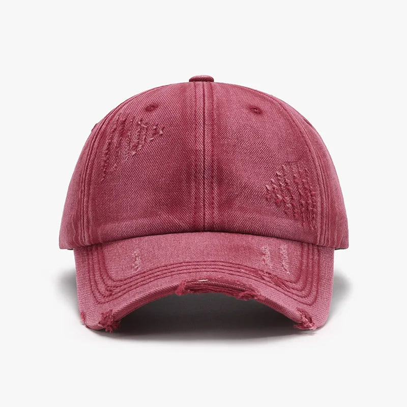 Washed Distressed Spring/Summer Soft-Top Coated Plain Baseball Cap