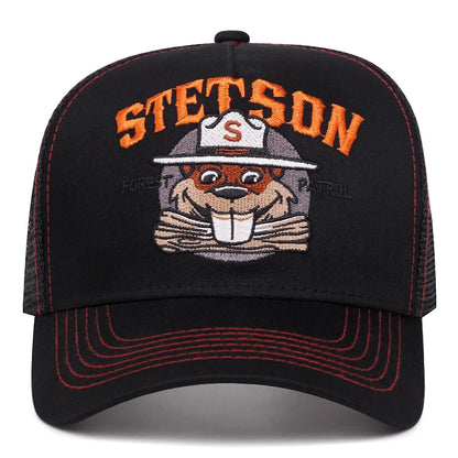 Creative New Breathable Mesh Hat Stetson Fox Embroidery Truck Hat Street Hip Hop Hat