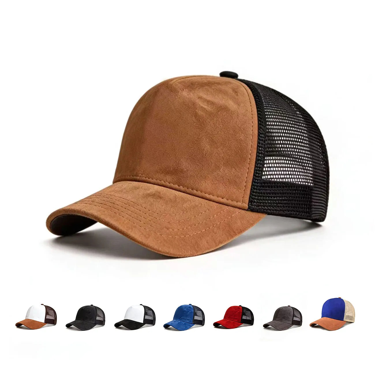 New Summer Mesh Baseball Cap Women Men Solid Suede Cap