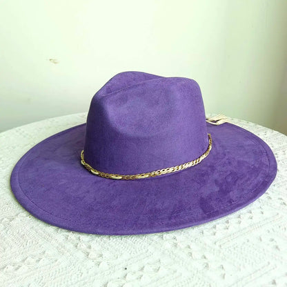 New Free People Rancher Suede Wide Brim Hat Felt Jazz Hat, Classic Church Hat