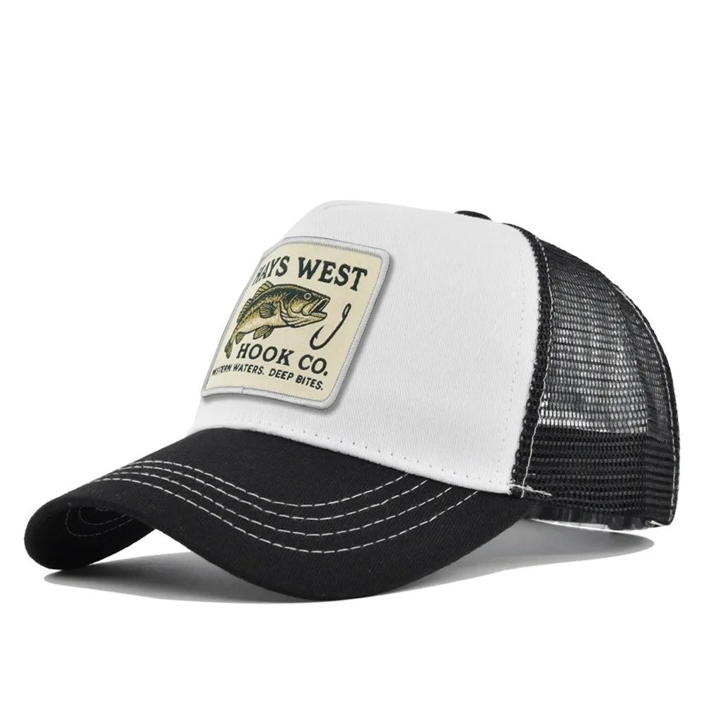 Fishing Embroidery Baseball Cap Embroidery Design Mesh
