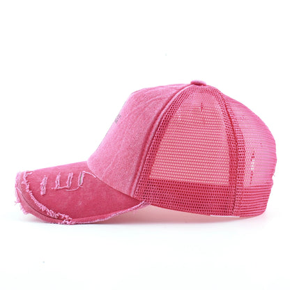 Washed Denim Pink Baseball Cap Women