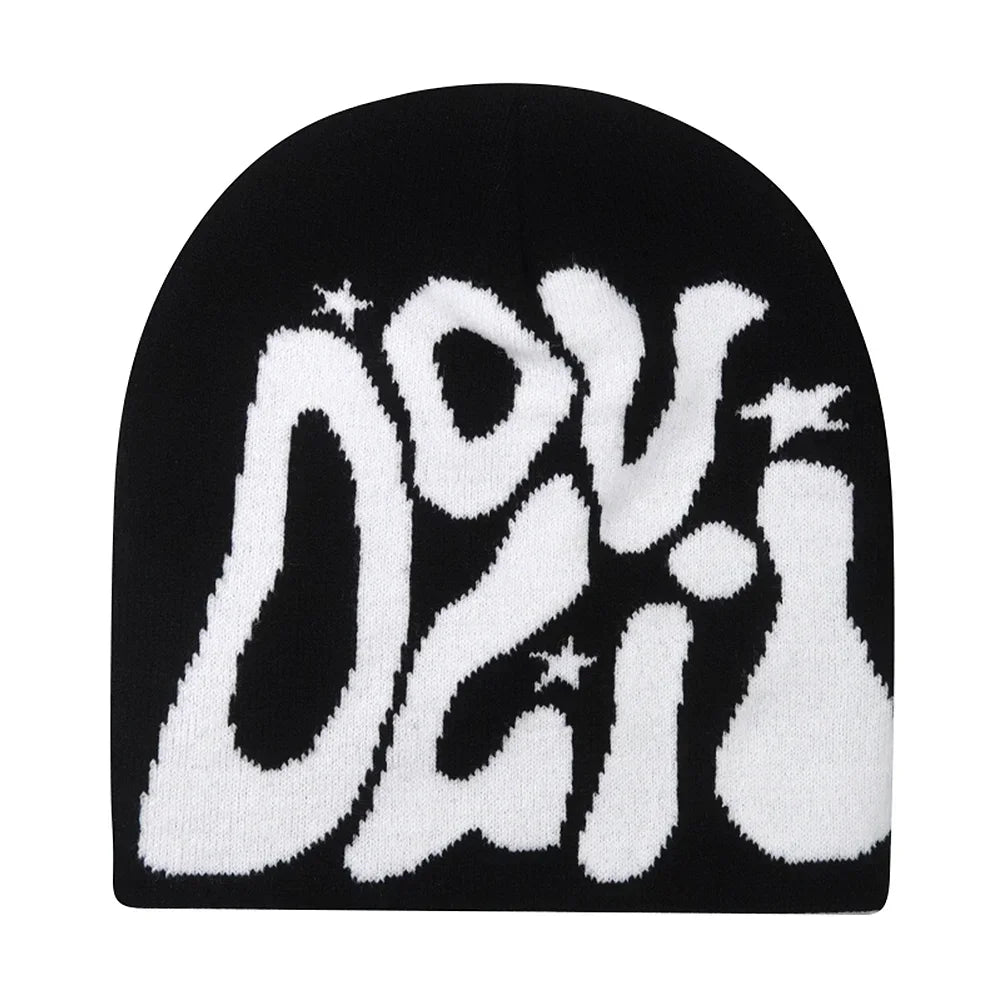Y2K Letter Knitted Winter Autumn Beanie Cap Men Women