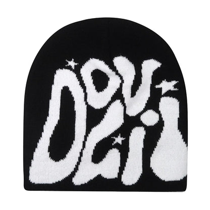 Y2K Letter Knitted Winter Autumn Beanie Cap Men Women