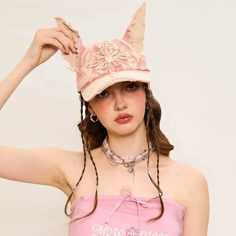 Girl New Jeans Stereoscopic Ears Cowboy Baseball Hat
