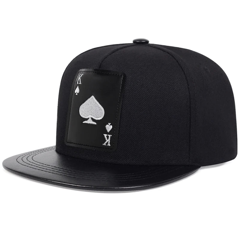 Tide Poker Spades K Embroidery Flat Edge Hat Street Hip Hop Hat