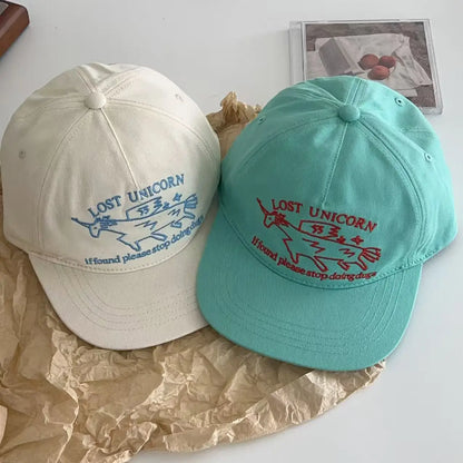 New Unisex Niche Unicorn Letters Embroidery Baseball Hats Flat Eave Sunshade Peaked Cap